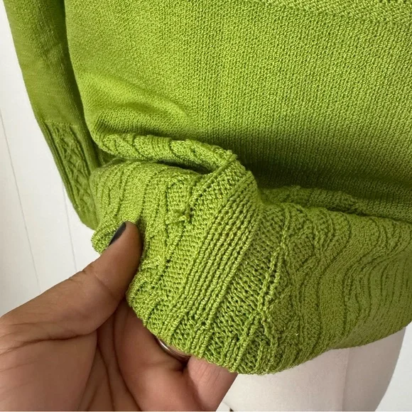 Vintage St. John Bright Green Santana Knit Button Down Crop Cardigan P